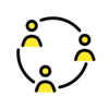 Icon of three people collaborating